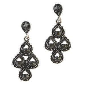 ต่างหูแบบห้อย1306520 The99Jewel ดีไซน์แบบห้อยกับหินสีดำชุบทองเม็ดไข่มุกชุบทองสำหรับงานแต่งงาน - Product Image 1