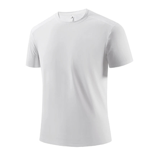 T-shirt décontracté pour homme en soie glacée, séchage rapide, haute élasticité, manches courtes, fitness, sport, été, tricot uni - Product Image 1