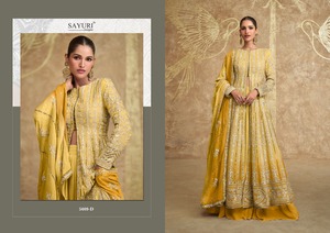 Sawaria ชุดสูทสีทอง salwar kameez สำหรับผู้หญิงที่มีงานปักขนาดใหญ่เหมาะสำหรับงานแต่งงานงานเลี้ยงและงานรื่นเริง - Product Image 3