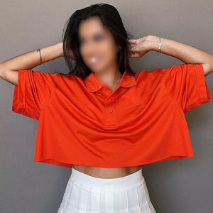 Polo de Golf recortado de alta calidad, ropa deportiva para niñas, polos de secado rápido de poliéster y algodón de gran tamaño, camisetas de manga corta para mujer - Product Image 3