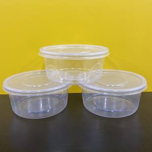 Récipient alimentaire en plastique de 24oz PP de qualité supérieure pour four à micro-ondes Boîte de forme ronde avec couvercles à emporter Transparent clair jetable - Product Image 2