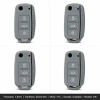 Housse de clé en silicone nid d'abeille gris noir pour Seat Leon MK3 Ibiza Ateca Arona Tarraco, coque de protection pour télécommande à 3 boutons