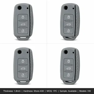 Funda Protectora de Silicona para Llave de Coche, Diseño Panal de Abeja Gris Negro, para Seat Leon MK3 Ibiza Ateca <span class=keywords><strong>Arona</strong></span> Tarraco, Carcasa para Llave Remota de 3 Botones - Product Image 2