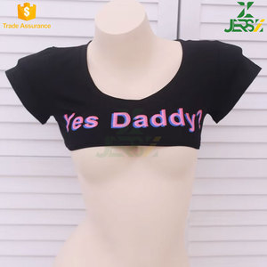 Soutien-gorge de sport sans couture à une épaule en coton/polyester respirant, tendance estivale, vente chaude, haut court pour femmes, manches courtes - Product Image 5