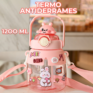 Borraccia per Bambini con Design Orsetto Kawaii da 600ml, in ABS, con Cannuccia per Bere Direttamente, Sicura con Cordino per Campeggio ed Escursionismo - Product Image 3