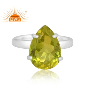 Última tendencia fina plata esterlina doblete peridoto cuarzo piedra preciosa forma de pera anillo apilable fabricante de joyería personalizada - Product Image 3