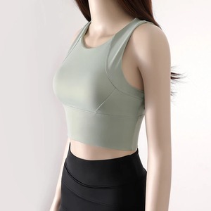 Soutien-gorge de sport rembourré amovible réversible pour femmes Soutiens-gorge de fitness push-up sans couture respirants pour la course à pied Style simple - Product Image 6