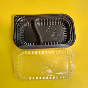 พร้อมจัดส่ง กล่องพลาสติกใส่อาหารแบบใช้แล้วทิ้ง ราคาโรงงานถูกที่สุด ปี 2025 ขายดีที่สุด พร้อมฝาปิด สีดำ กล่องอาหารกลางวันแบบนำกลับบ้าน - Product Image 1