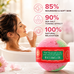 Bombe de bain rafraîchissante au melon d'eau 180g, fait main, sel marin premium, marque privée, OEM, ODM, vente en gros - Product Image 2