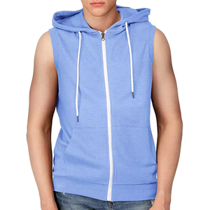 Sweat à capuche sans manches en coton 100% pour hommes pull oversize à épaules dénudées Streetwear vêtements de fitness de grande taille pour l'été - Product Image 1