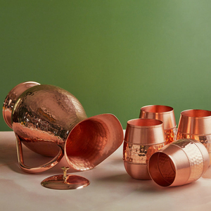 Pichet en cuivre de qualité supérieure martelé au meilleur design créatif avec verre attrayant et finition brillante Déco de table - Product Image 1