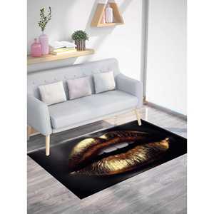 Alfombra con Estampado de Labios Dorados - Alfombra Dorada para Centro de Belleza, Decoración Moderna para el Hogar, Alfombra Delgada No Tejida - Product Image 4