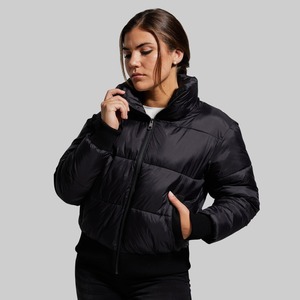Custom High Quality Women Pockets <b>Black</b> Colour Cropped Bubble Puffer Jacket - Product Image 5