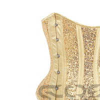 Corset sous le buste à paillettes dorées respirantes personnalisées, Bustier à armatures scintillantes à haute compression, Corset à paillettes brillantes