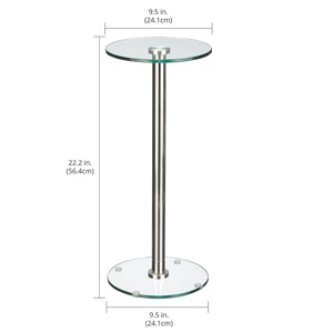 <b>Clear</b> Acrylic Round Side <b>Table</b> with Brass-Colored Metal Support Rod for Office or Living Room Use Coffee <b>Table</b> - Product Image 6