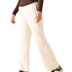 Pantalones holgados cómodos de invierno para mujer, Vintage, con cierre de cintura elástica, elegante diseño frontal plano, transpirable, elegante, de cintura media - Product Image 5