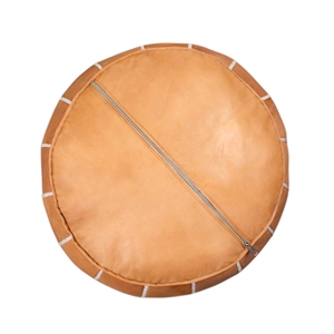 Handmade Moroccan Leather Pouf Ottoman Round Footstool Floral Stitch Modern <b>Storage</b> Accent Seat for Home Living Room Bedroom - Product Image 4