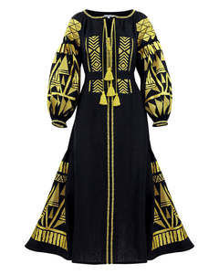 Vestido largo bordado de cuello redondo para mujer, ropa de fiesta de estilo ucraniano - Product Image 5