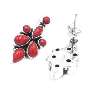 Pendientes de Plata de Ley 925 con Coral Natural y Diamante de Corte Princesa, Joyería Fina con Piedras Preciosas, Regalo para Niñas y Mujeres E0652-GS - Product Image 2