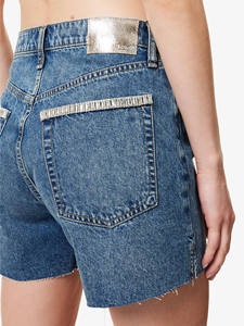 Shorts de Mezclilla Azul de Cintura Alta para Hombre, Casuales, Lavados, de Algodón y Lona, con Cierre de Botones, Precio al por Mayor Personalizado - Product Image 6