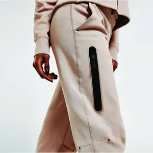 Private Label 72% Cotton 28% Polyester <b>Black</b> Women Tech Fleece Tracksuit Brown Full <b>Zip</b> <b>Hoodie</b> Wholesale in Bulk - Product Image 5