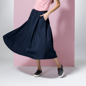 ODM coton solide A ligne taille élastique avec poches jupes pour femmes - Product Image 3