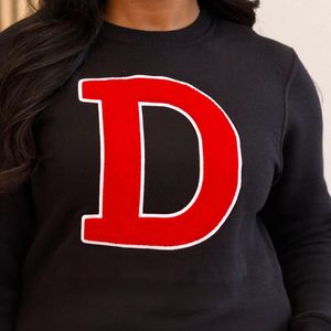 Big D DST Chenille Crewneck Sweatshirt Noir Premium Fleece Sorority Apparel Greek Delta Statement Winter Top - Product Image 5
