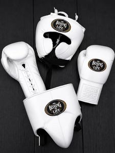 Ensemble de boxe professionnel sur mesure, fait main, léger, avec gants de boxe, protège-glande et protège-tête, vente en gros, thème 'No Boxing No Life' - Product Image 2
