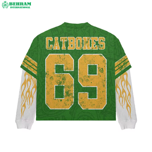 เสื้อยืดแขนยาวสองชั้นแบบยูนิเซ็กซ์ หนานุ่ม ระบายอากาศได้ดี เป็นมิตรกับสิ่งแวดล้อม คอกลม ทรงโอเวอร์ไซส์ - Product Image 3