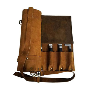 Véritable cuir de vachette marron Crazy Horse Couteau de chef professionnel Sac à rouleau pliable Fait à la main Cuir de buffle Durable OEM ODM - Product Image 5