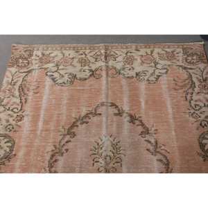 พรมทอขนแกะสีเบจสีชมพูวินเทจแบบตุรกีสำหรับตกแต่งห้องนั่งเล่นพร้อมแผ่นรองยาง - Product Image 5