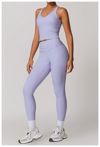 Conjunto de Yoga para Mujer, Verano 2025, Transpirable, Secado Rápido, Color Sólido Medio, para Fitness, Running, Actividades al Aire Libre, Alta Calidad, Alta Elasticidad, Gimnasio - Product Image 4