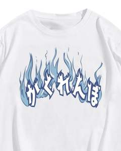 T-shirt unisexe blanc imprimé flamme, streetwear décontracté, manches courtes, coton, coupe ample, mode estivale - Product Image 4