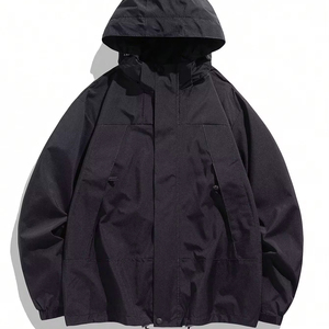 OEM Men's High Street Style Windbreaker <b>Jacket</b> Custom Outdoor Windproof Waterproof with Detachable Hood Stand Collar for Winter - Product Image 1