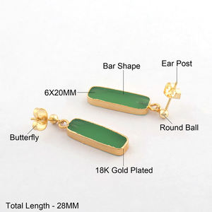 ต่างหูห้อยอัญมณีแบบมินิมอลแบบเรียบง่ายต่างหูแบบกลมขนาดเล็กต่างหูทองเหลืองชุบทอง - Product Image 2