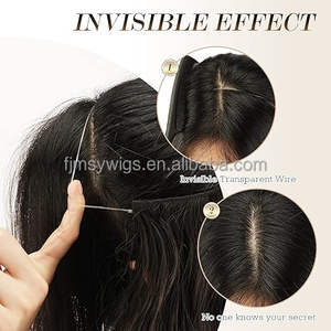 Extensions de cheveux en fil invisible avec fil synthétique réglable cheveux bouclés longs ondulés <span class=keywords><strong>Secret</strong></span> postiches pour les femmes - Product Image 5