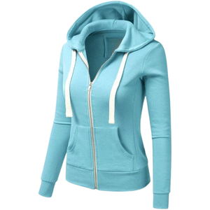 <b>Zip</b> up Long Sleeve Sports Hoodie Jacket for Women Cotton Fleece Zipper Hoodie Jackets Customize <b>Hoodies</b> With <b>Pocket</b> - Product Image 1