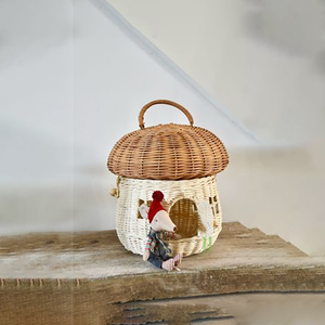 Cesta de setas de ratán al por mayor con tapa, organizador de juguetes ecológico para niños, logotipo y dimensión en color OEM del fabricante vietnamita - Product Image 2
