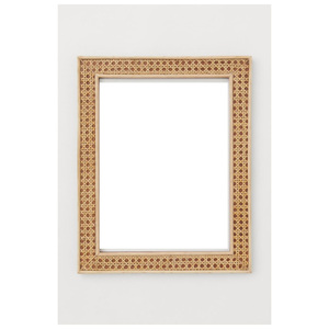 Rustic Handmade Natural Wood Mirror Frame Rectangle Vertical Wall Mount Luxurious Handwoven Rattan & Solid Wood Frame Collection - Product Image 1