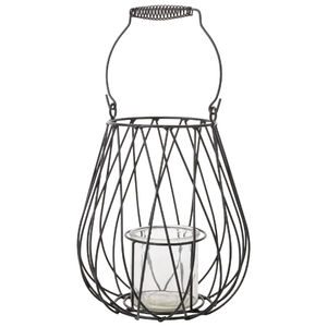 Bougeoirs en fer forgé et en verre de forme carrée, couleur noire, pour la décoration de la maison, des mariages, des tables de Noël - Product Image 3