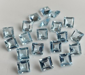 Topacio azul cielo natural cuadrado 5mm corte facetado-corte cuadrado Topacio azul cielo Suelto - Product Image 6