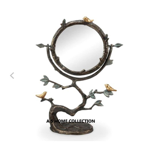 Aluminium Métal Forme unique Miroir de table fini or Motifs vintage complexes adaptés à la décoration intérieure - Product Image 5