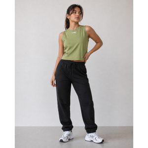 Débardeur vert olive à col rond pour femme, séchage rapide, polyester/coton, sans manches, uni, sportif, taille M FITNESS - Product Image 3
