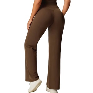 Pantalones de fitness de cintura alta y pierna ancha para mujer – Diseño que realza los glúteos, pantalones de yoga y entrenamiento de pierna recta y ajuste holgado - Product Image 3