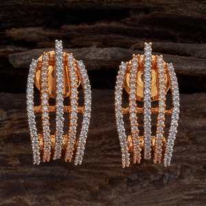 Pendientes Geométricos con Perlas y Diamantes, Modernos y Clásicos, Ideales para Fiestas, Chapados en Oro, de Cobre con Circonita, Forma de Luna - Product Image 1