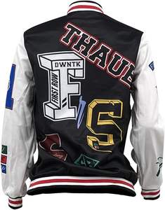 Chaqueta Universitaria Personalizada de Lana para Mujer, Chaquetas Universitarias al por Mayor, Chaqueta Deportiva Transpirable con Mangas de Cuero - Product Image 2