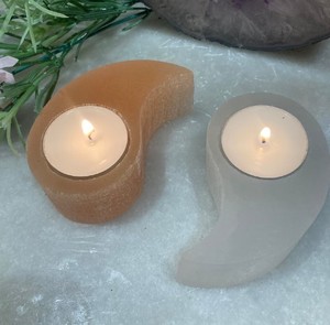 Venta al por mayor de alta calidad Yin y Yang portavelas de selenita natural de piedras preciosas de cristal para la decoración del hogar - Product Image 4