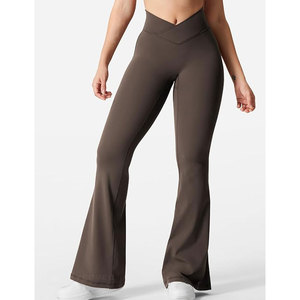 Fashion <b>Women</b> Flare Leggings Spandex Nylon High Rise <b>Stretch</b> <b>Trousers</b> For Yoga Training High Waist Fitness Wear <b>Women</b> Legging - Product Image 1