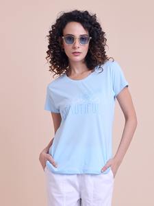 เสื้อยืดคอกลมแขนสั้นพิมพ์ลายหรูหรามีสไตล์ผ้าแคนวาสไซส์ใหญ่พิเศษสำหรับผู้หญิง - Product Image 2