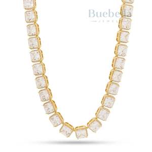 Venta caliente 14K Oro 925 Chapado en plata 8mm Moissanite Diamond Princess-Cut Cadena DE TENIS Venta caliente para hombres - Product Image 1